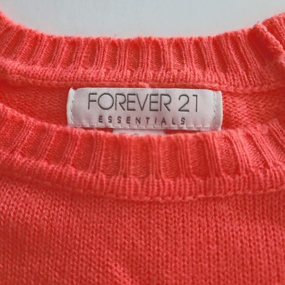 FOREVER 21 Y2K Retro Coral Pullover Sweater Size S Small crochet accent shoulder - Picture 4 of 7